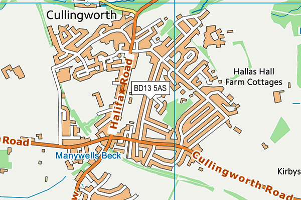 BD13 5AS map - OS VectorMap District (Ordnance Survey)