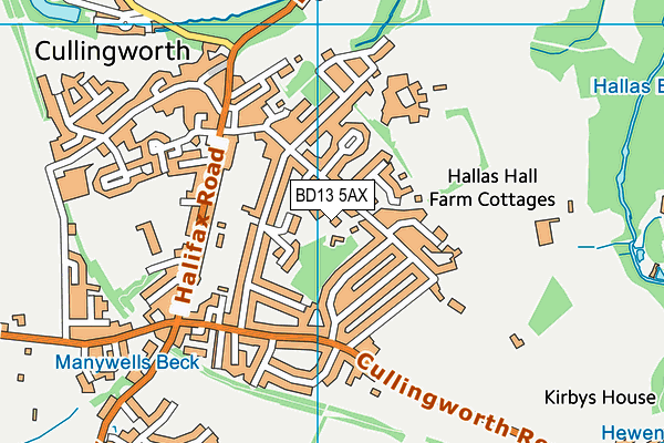 BD13 5AX map - OS VectorMap District (Ordnance Survey)