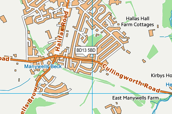 BD13 5BD map - OS VectorMap District (Ordnance Survey)