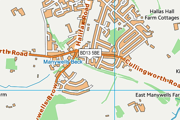 BD13 5BE map - OS VectorMap District (Ordnance Survey)