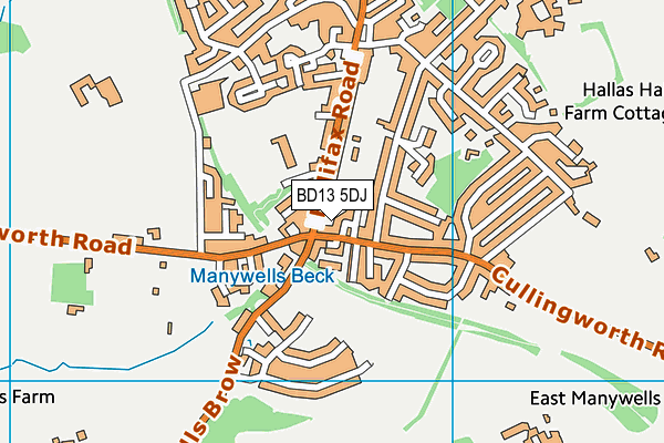 BD13 5DJ map - OS VectorMap District (Ordnance Survey)