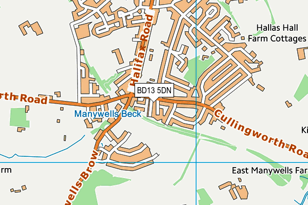 BD13 5DN map - OS VectorMap District (Ordnance Survey)