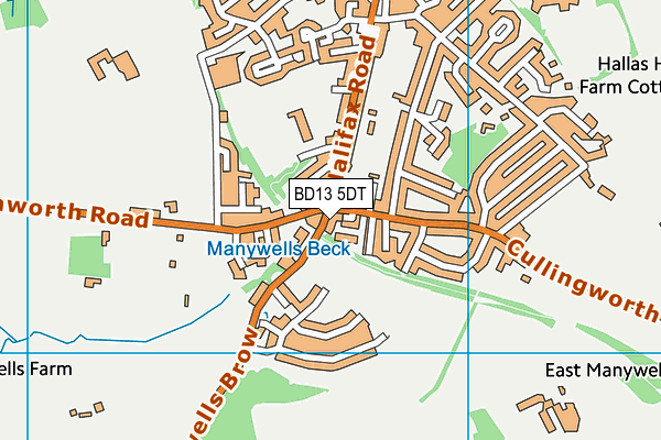 BD13 5DT map - OS VectorMap District (Ordnance Survey)