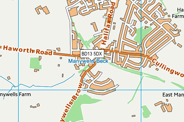 BD13 5DX map - OS VectorMap District (Ordnance Survey)