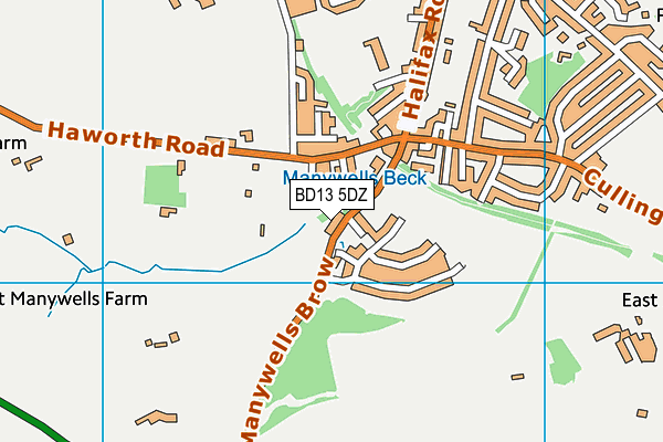 BD13 5DZ map - OS VectorMap District (Ordnance Survey)