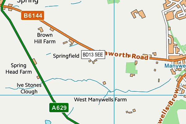 BD13 5EE map - OS VectorMap District (Ordnance Survey)