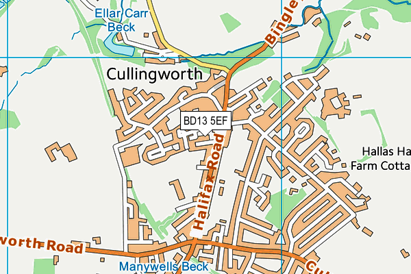 BD13 5EF map - OS VectorMap District (Ordnance Survey)