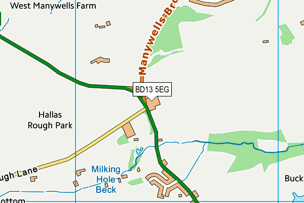 BD13 5EG map - OS VectorMap District (Ordnance Survey)