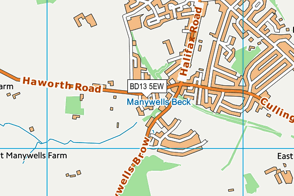 BD13 5EW map - OS VectorMap District (Ordnance Survey)