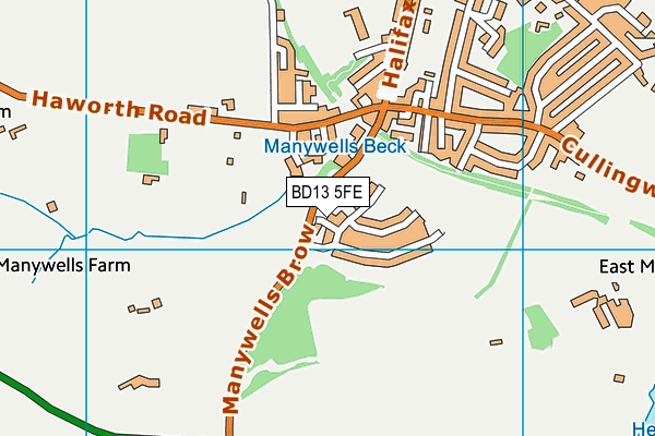 BD13 5FE map - OS VectorMap District (Ordnance Survey)