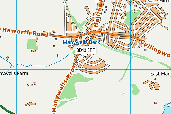 BD13 5FF map - OS VectorMap District (Ordnance Survey)