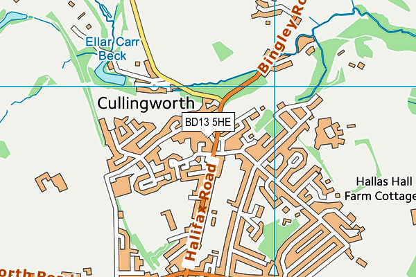 BD13 5HE map - OS VectorMap District (Ordnance Survey)