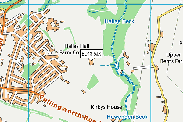 BD13 5JX map - OS VectorMap District (Ordnance Survey)