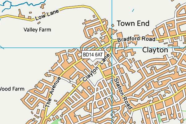 BD14 6AT map - OS VectorMap District (Ordnance Survey)