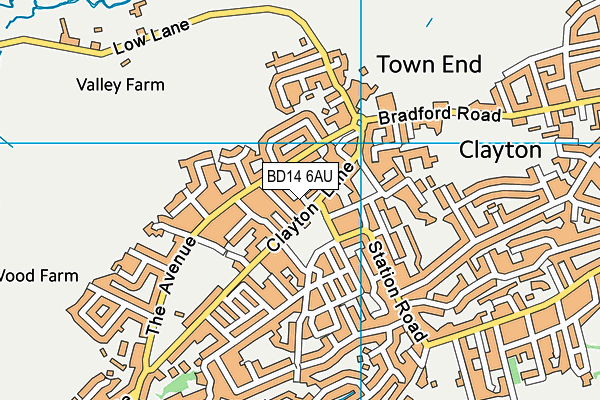 BD14 6AU map - OS VectorMap District (Ordnance Survey)