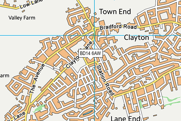 BD14 6AW map - OS VectorMap District (Ordnance Survey)