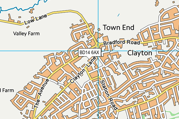 BD14 6AX map - OS VectorMap District (Ordnance Survey)