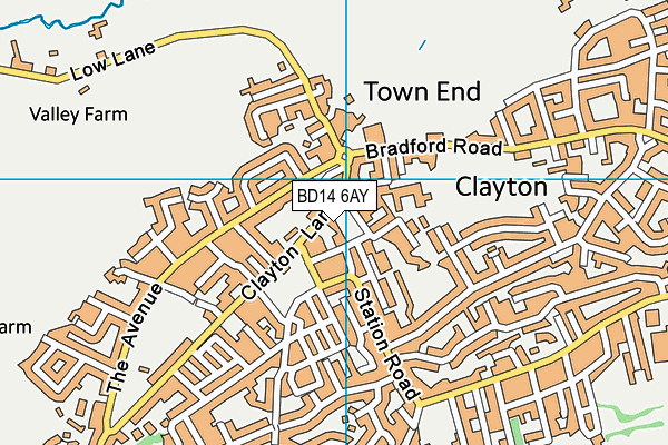 BD14 6AY map - OS VectorMap District (Ordnance Survey)
