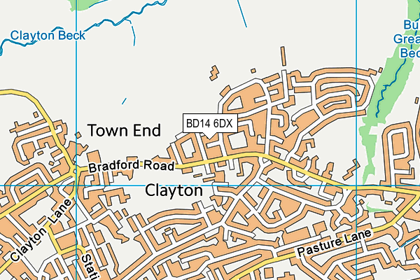 BD14 6DX map - OS VectorMap District (Ordnance Survey)