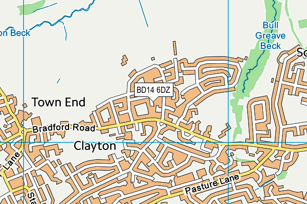 BD14 6DZ map - OS VectorMap District (Ordnance Survey)