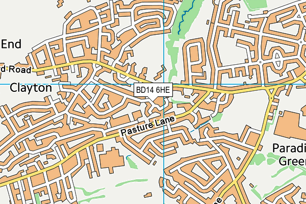 BD14 6HE map - OS VectorMap District (Ordnance Survey)