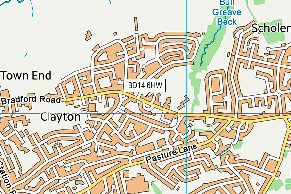 BD14 6HW map - OS VectorMap District (Ordnance Survey)