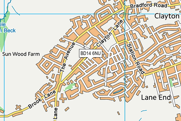BD14 6NU map - OS VectorMap District (Ordnance Survey)