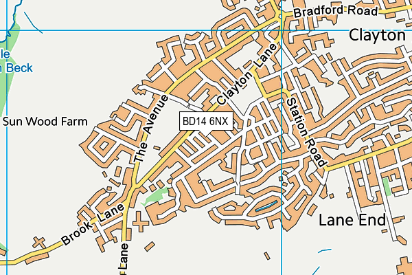 BD14 6NX map - OS VectorMap District (Ordnance Survey)
