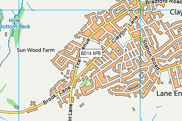 BD14 6PB map - OS VectorMap District (Ordnance Survey)