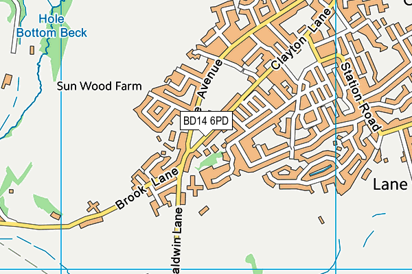 BD14 6PD map - OS VectorMap District (Ordnance Survey)