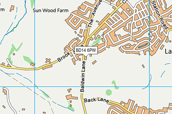 BD14 6PW map - OS VectorMap District (Ordnance Survey)