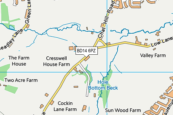 BD14 6PZ map - OS VectorMap District (Ordnance Survey)