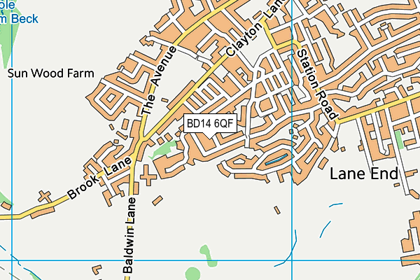 BD14 6QF map - OS VectorMap District (Ordnance Survey)