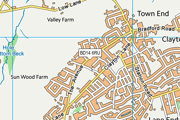 BD14 6RU map - OS VectorMap District (Ordnance Survey)