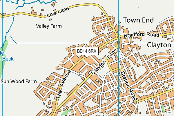 BD14 6RX map - OS VectorMap District (Ordnance Survey)