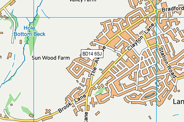 Clayton Cricket Club map (BD14 6SJ) - OS VectorMap District (Ordnance Survey)
