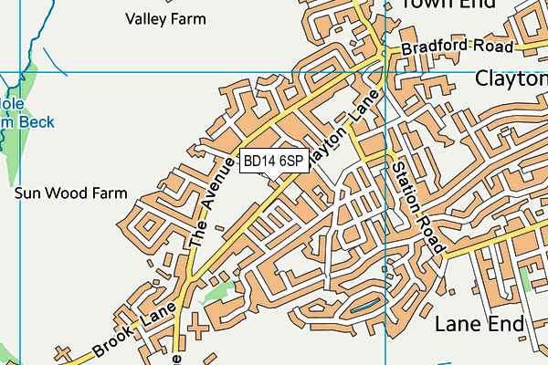 BD14 6SP map - OS VectorMap District (Ordnance Survey)