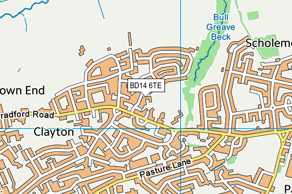 BD14 6TE map - OS VectorMap District (Ordnance Survey)