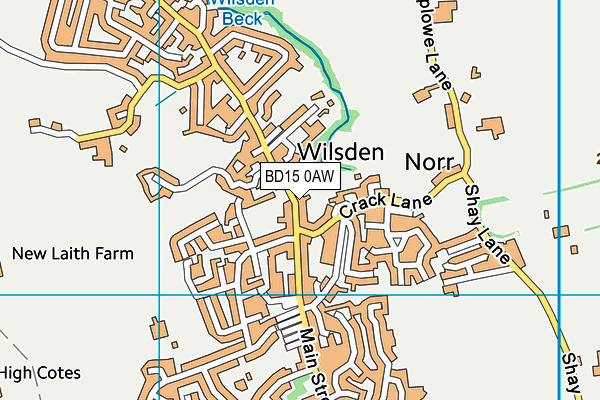 BD15 0AW map - OS VectorMap District (Ordnance Survey)