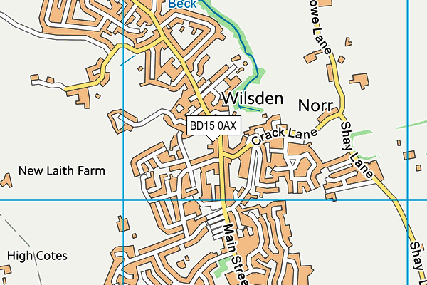 BD15 0AX map - OS VectorMap District (Ordnance Survey)