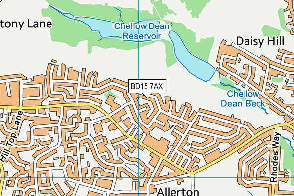 BD15 7AX map - OS VectorMap District (Ordnance Survey)