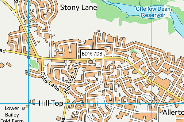 BD15 7DB map - OS VectorMap District (Ordnance Survey)