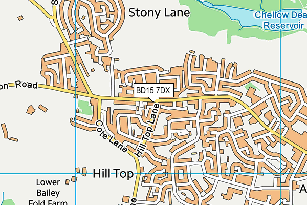BD15 7DX map - OS VectorMap District (Ordnance Survey)