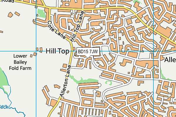 BD15 7JW map - OS VectorMap District (Ordnance Survey)