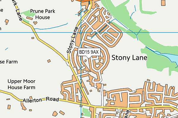 BD15 9AX map - OS VectorMap District (Ordnance Survey)