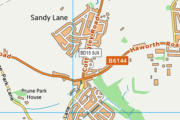 BD15 9JX map - OS VectorMap District (Ordnance Survey)