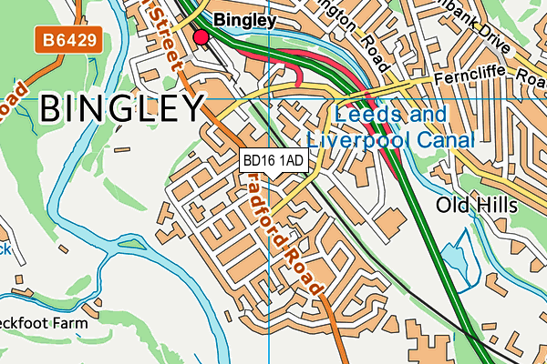 BD16 1AD map - OS VectorMap District (Ordnance Survey)