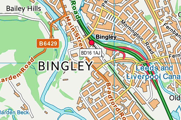 BD16 1AJ map - OS VectorMap District (Ordnance Survey)