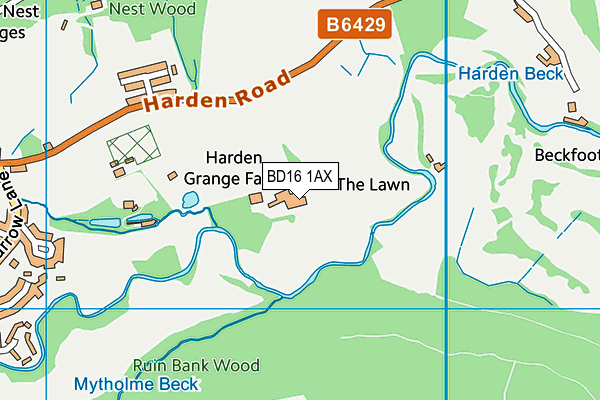 BD16 1AX map - OS VectorMap District (Ordnance Survey)