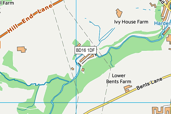 BD16 1DF map - OS VectorMap District (Ordnance Survey)